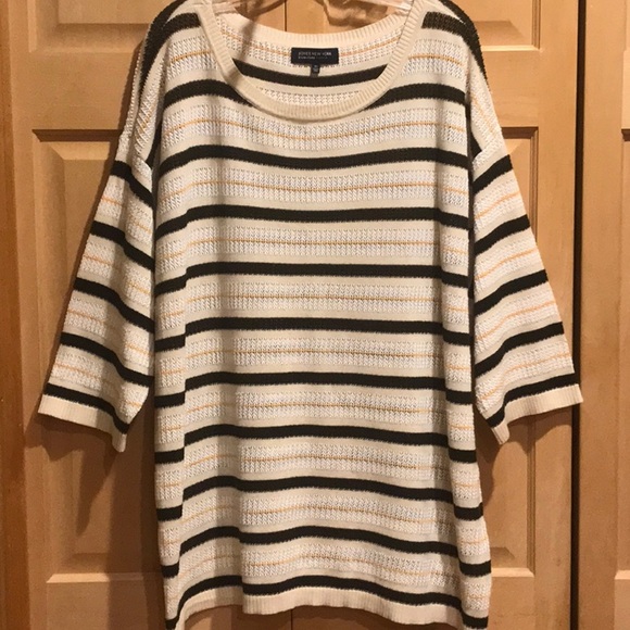 Jones New York Textured Knit Sweater with Stripes - Picture 1 of 6